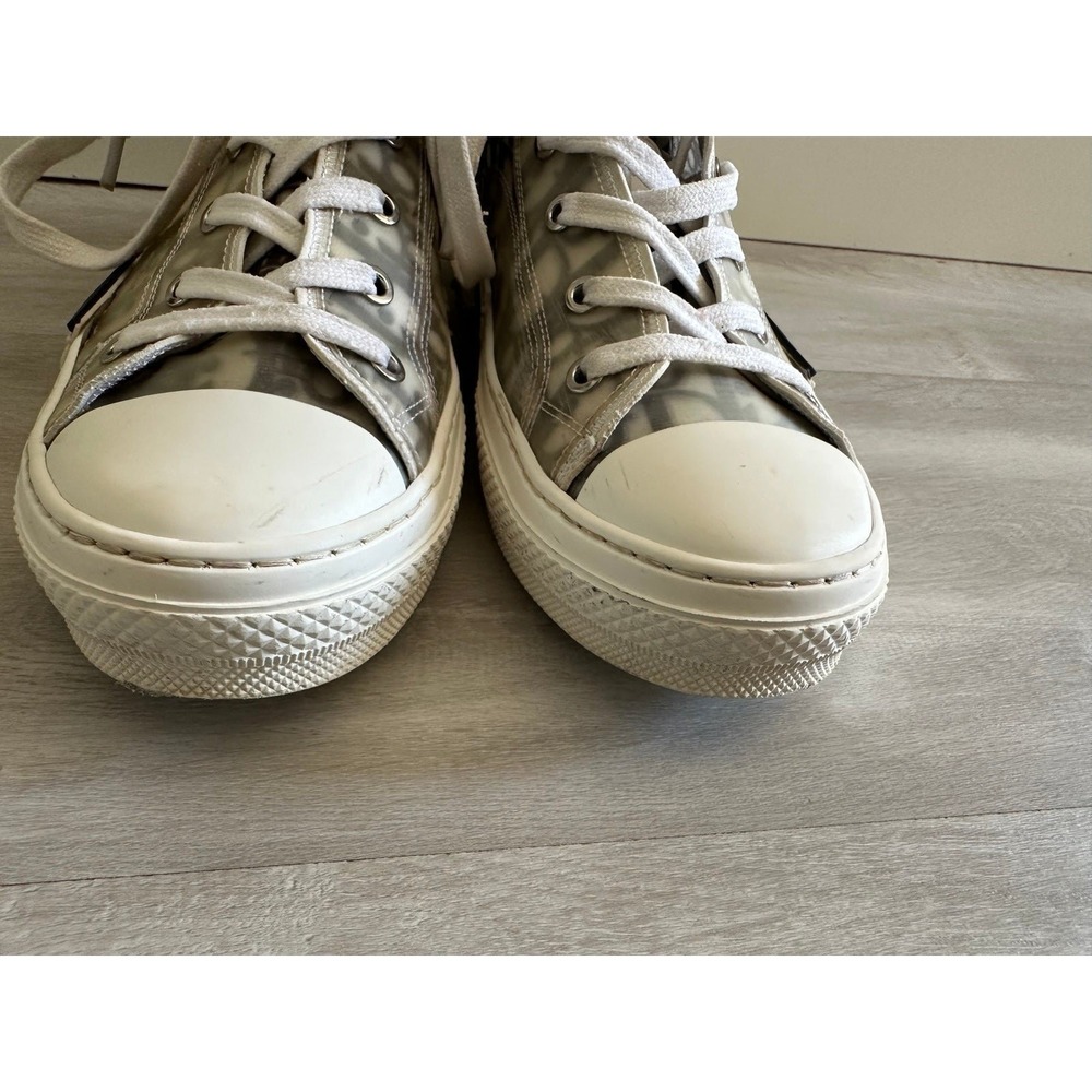 Dior High Top Sneakers Transparent Monogram Canvas Leather Trim sz 40 - Picture 12 of 12